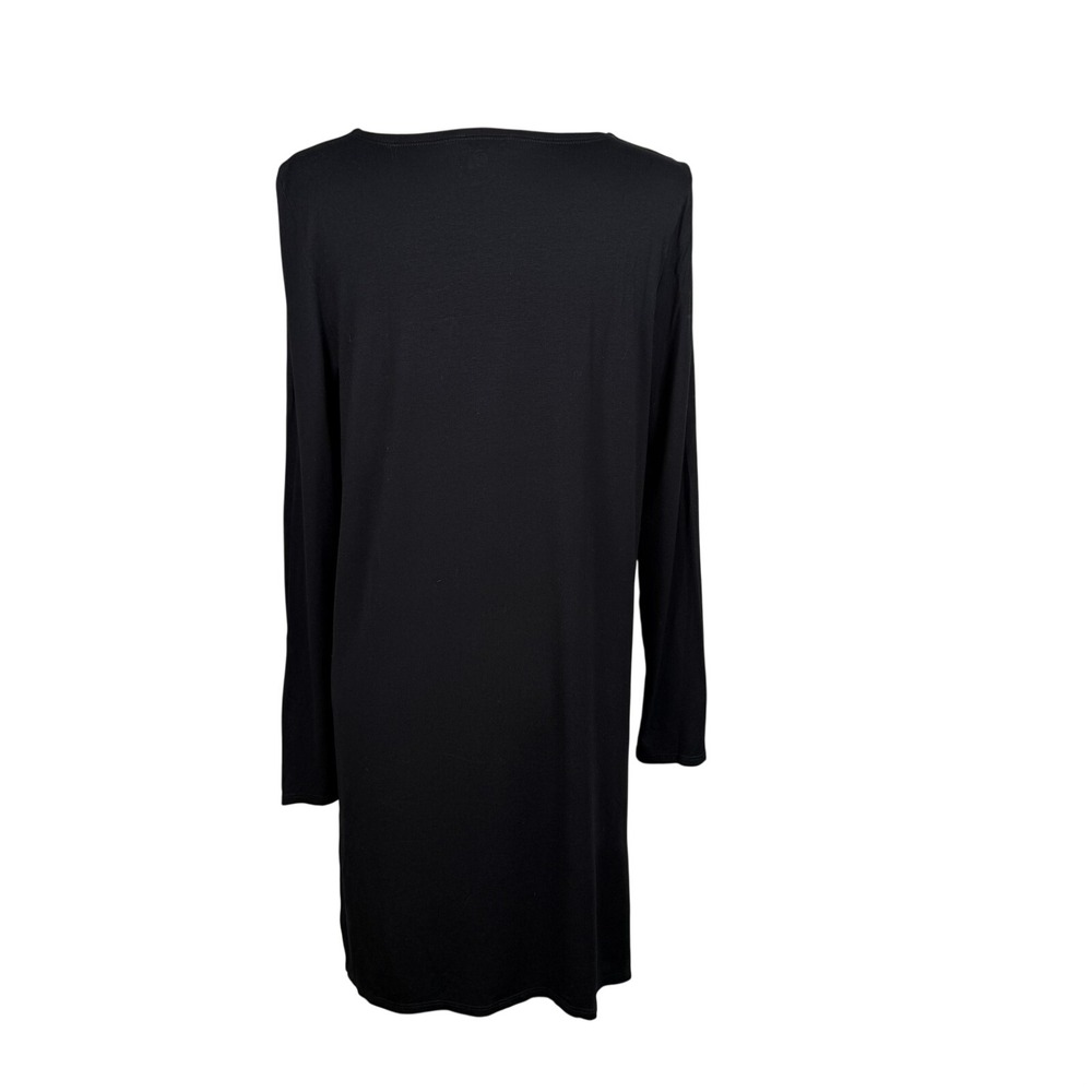 Eileen Fisher Tunic Dress Womens S‎ Black Viscose Jersey Long Sleeve Minimalist - Picture 2 of 10